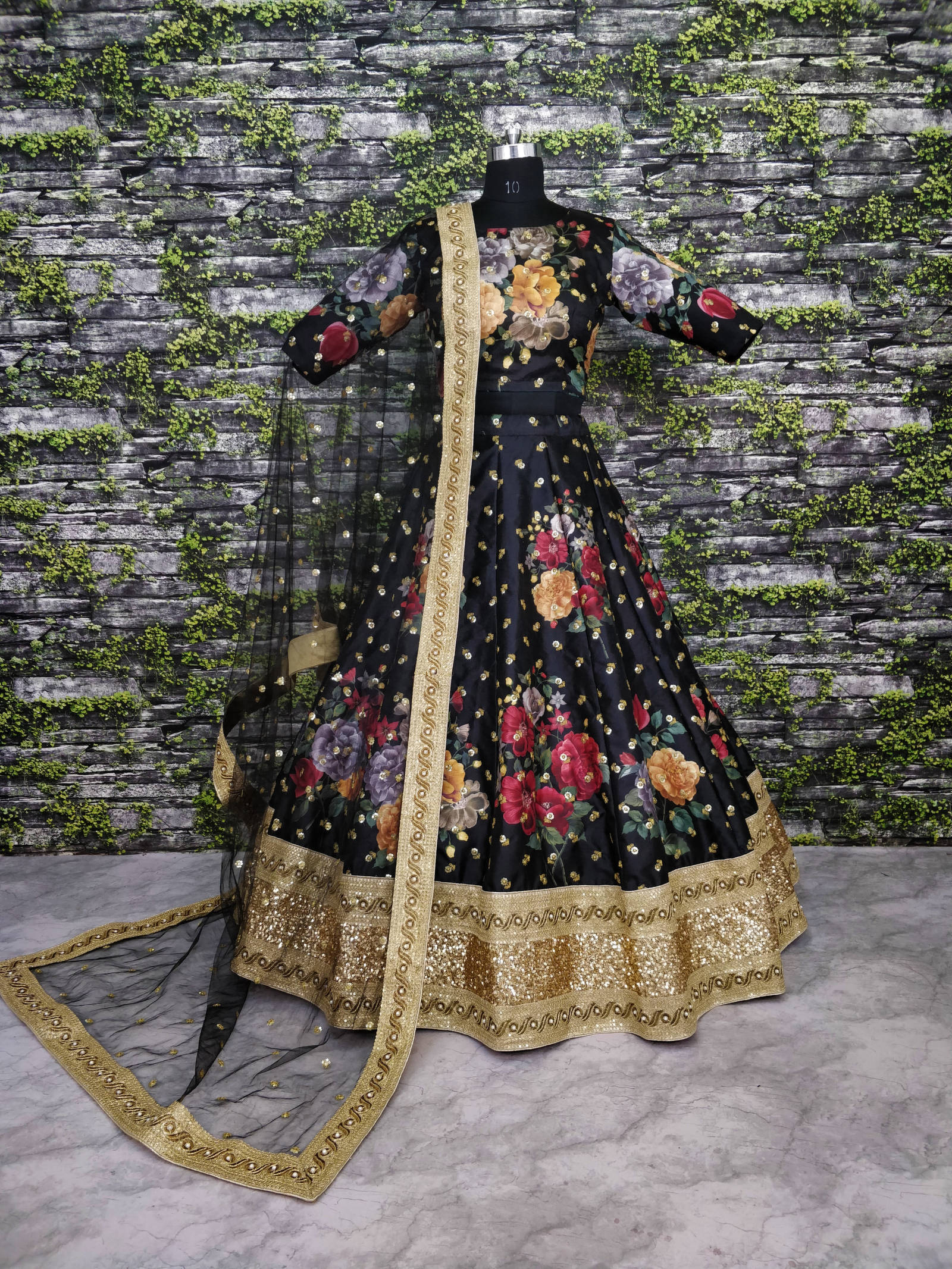 Gorgeous Black Colored Partywear Designer Embroidered Lehenga Choli