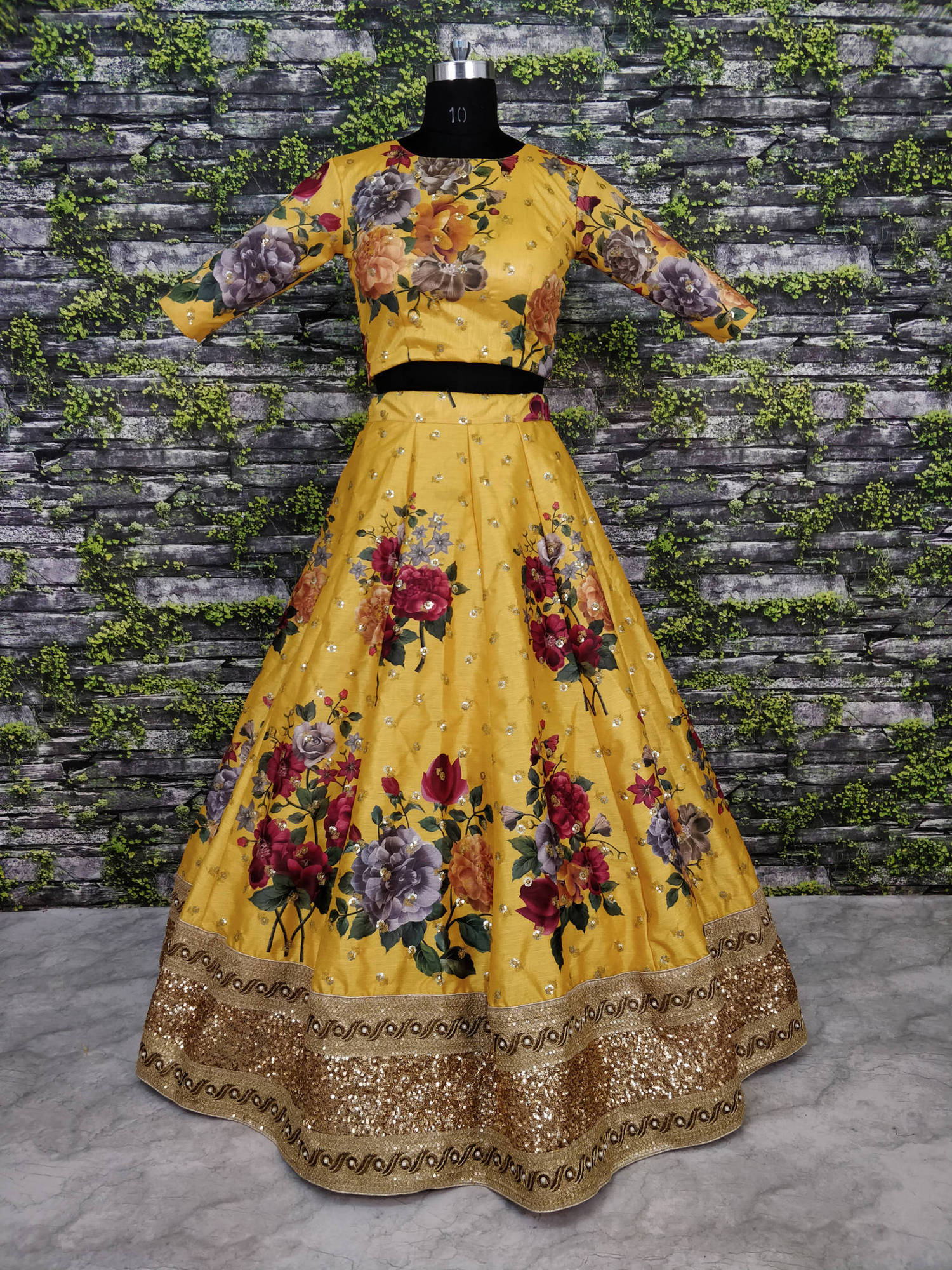 Gorgeous Yellow Colored Partywear Designer Embroidered Lehenga Choli