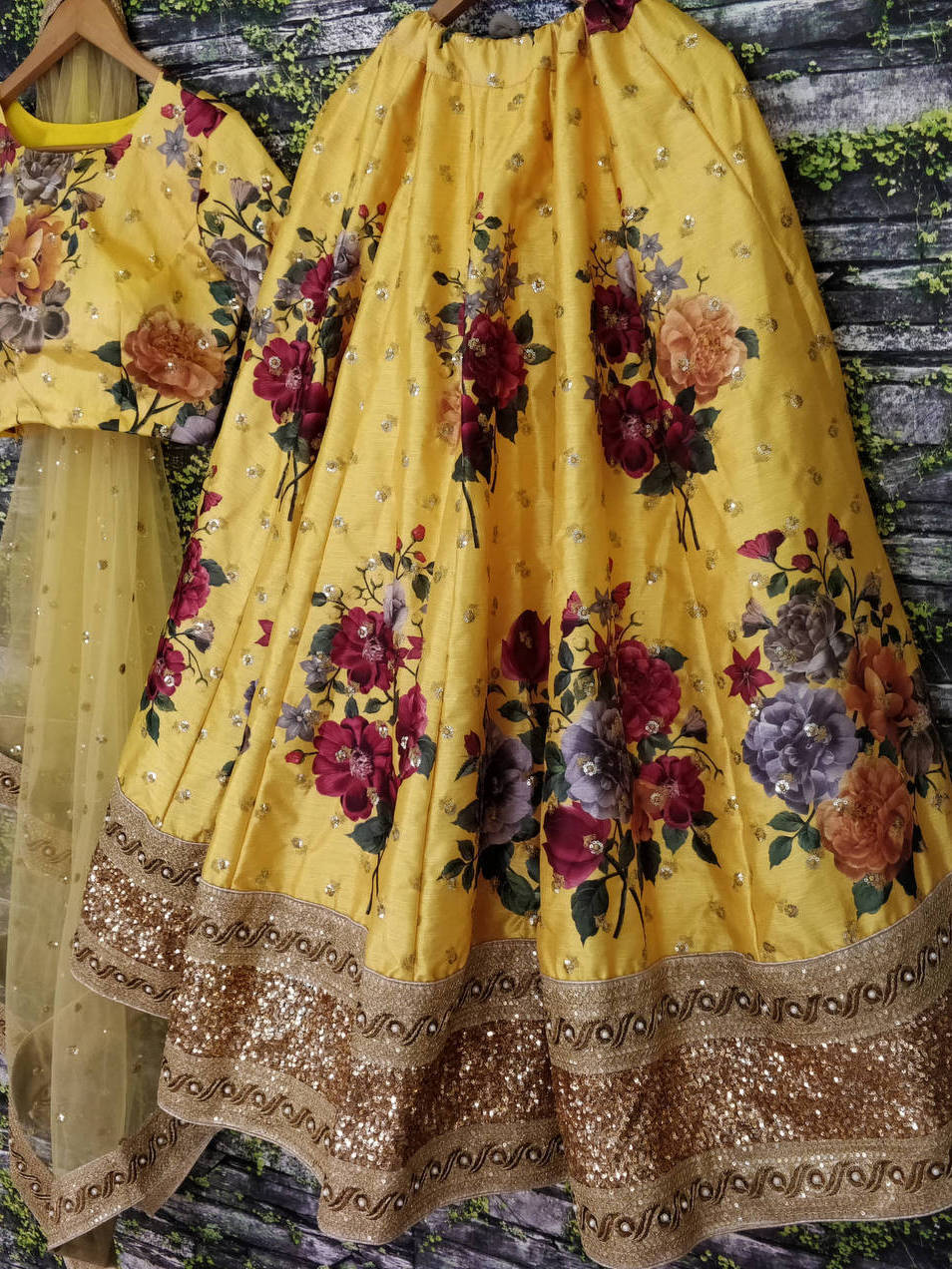 Gorgeous Yellow Colored Partywear Designer Embroidered Lehenga Choli