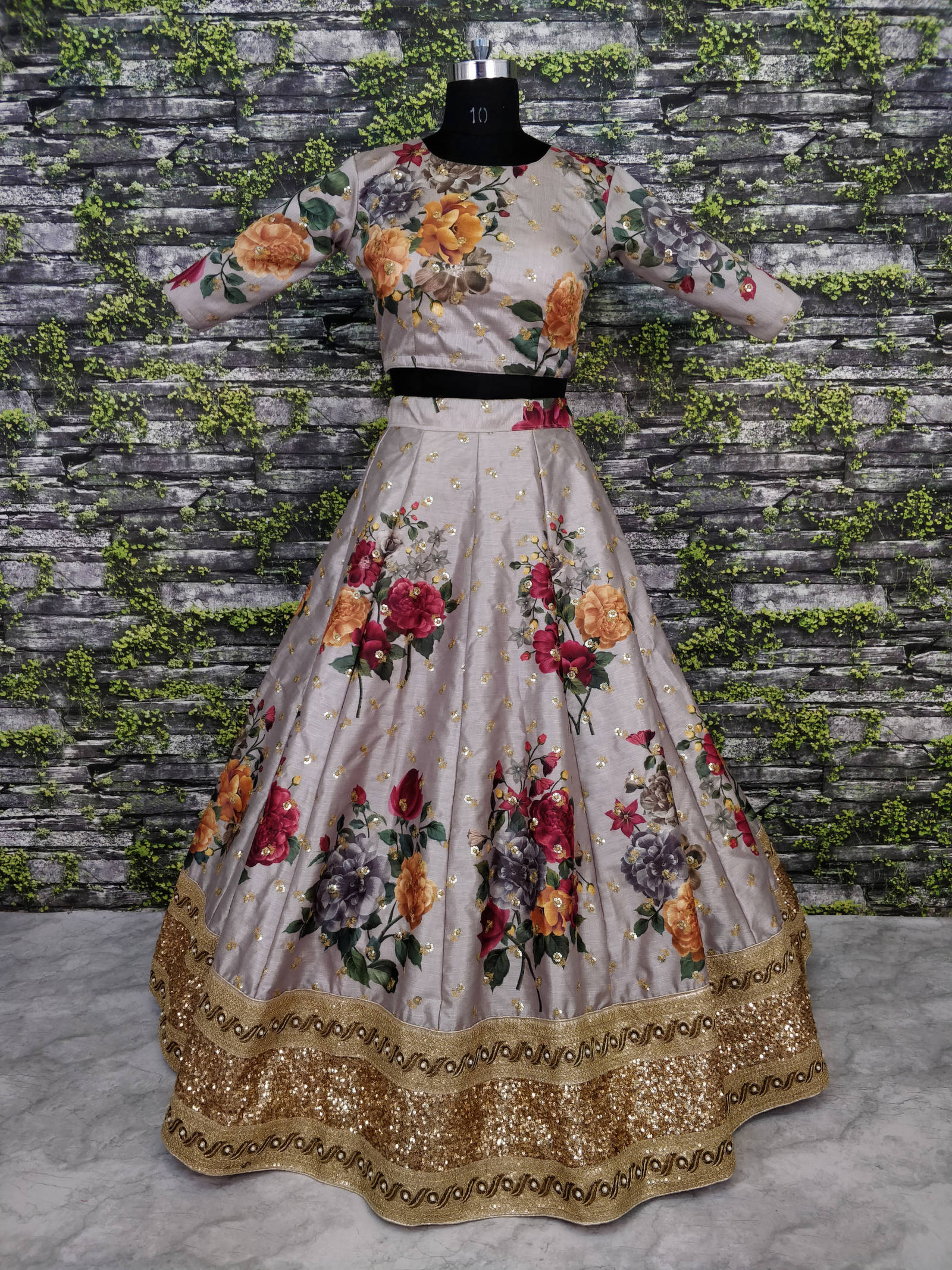 Gorgeous Gray Colored Partywear Designer Embroidered Lehenga Choli