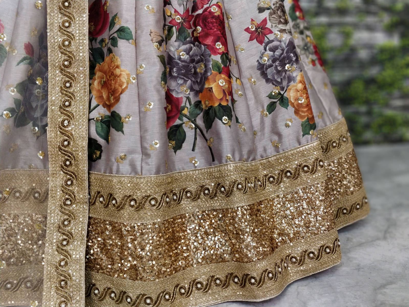 Gorgeous Gray Colored Partywear Designer Embroidered Lehenga Choli