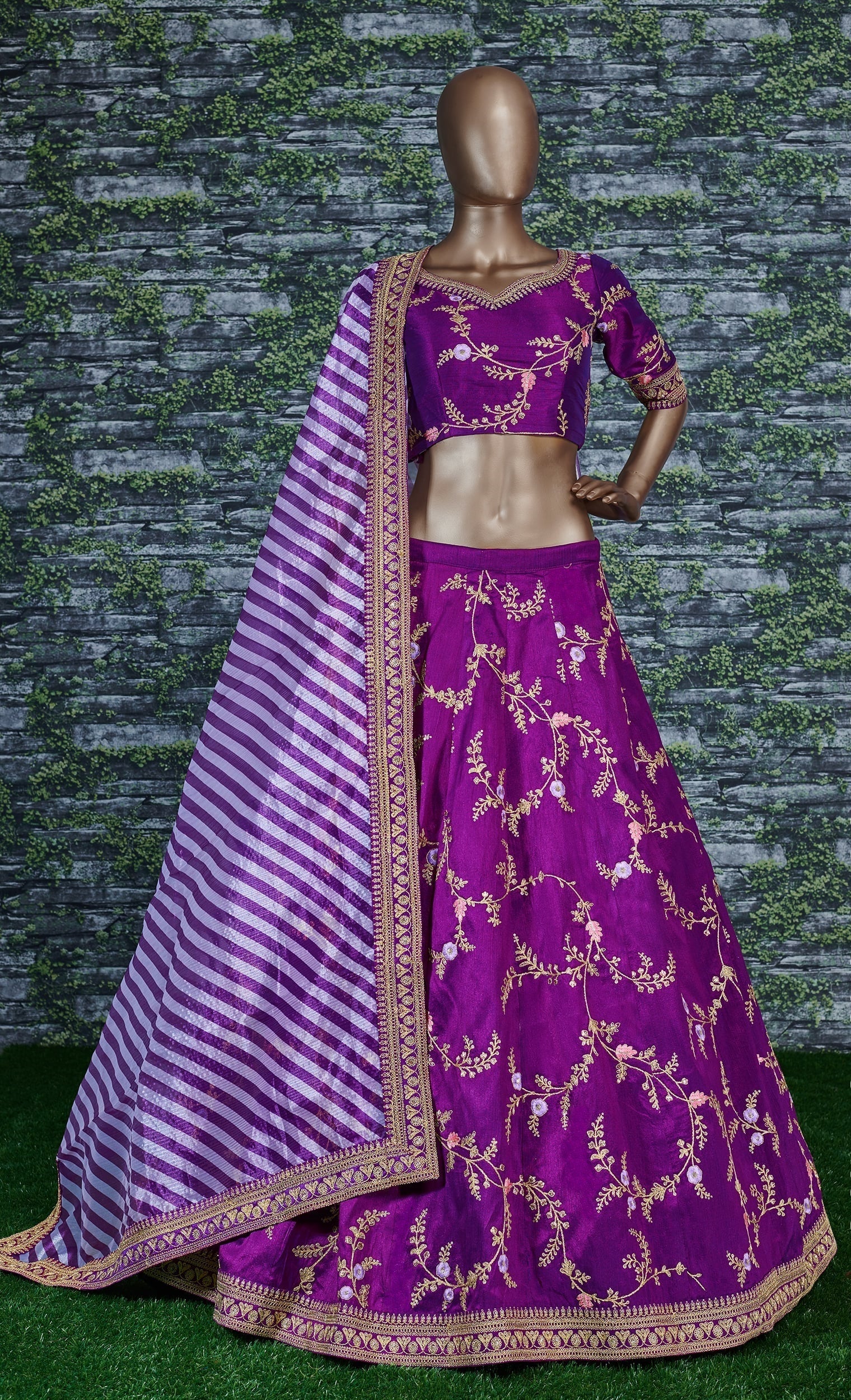 Marvelous Purple Color Bridalwear Embroidered Lehenga Choli