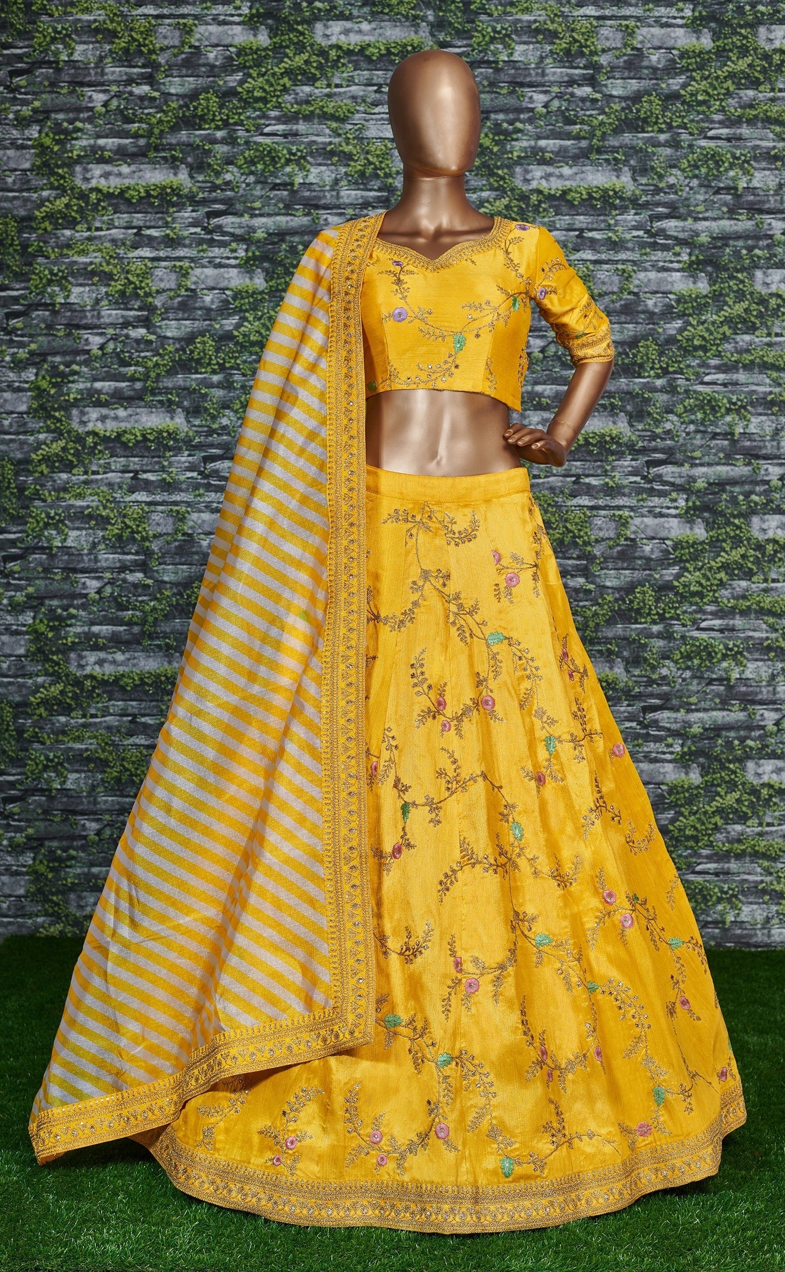 Marvelous Yellow Color Bridalwear Embroidered Lehenga Choli