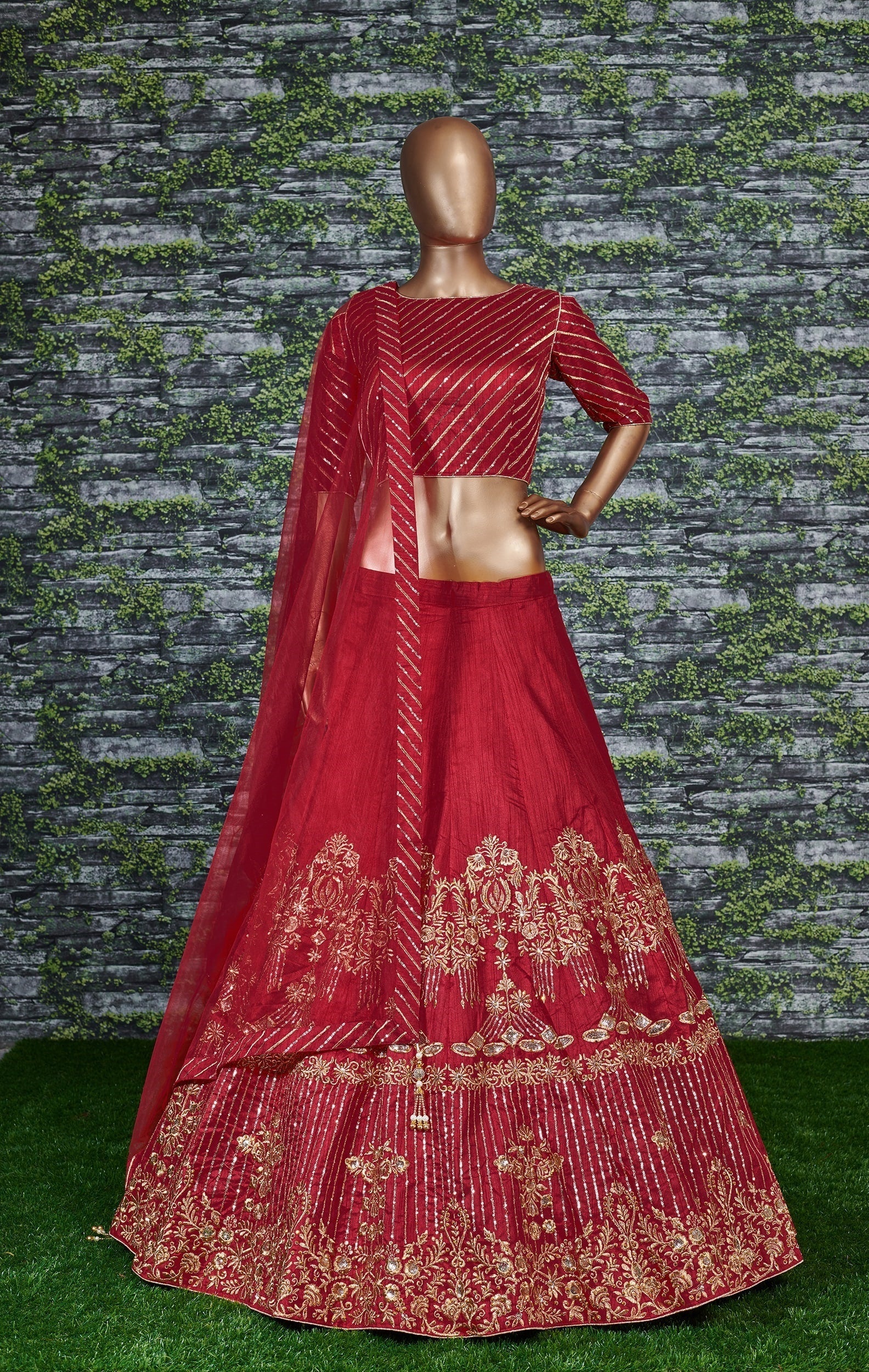 Sophisticated Red Colored Party wear Embroidered Lehenga Choli