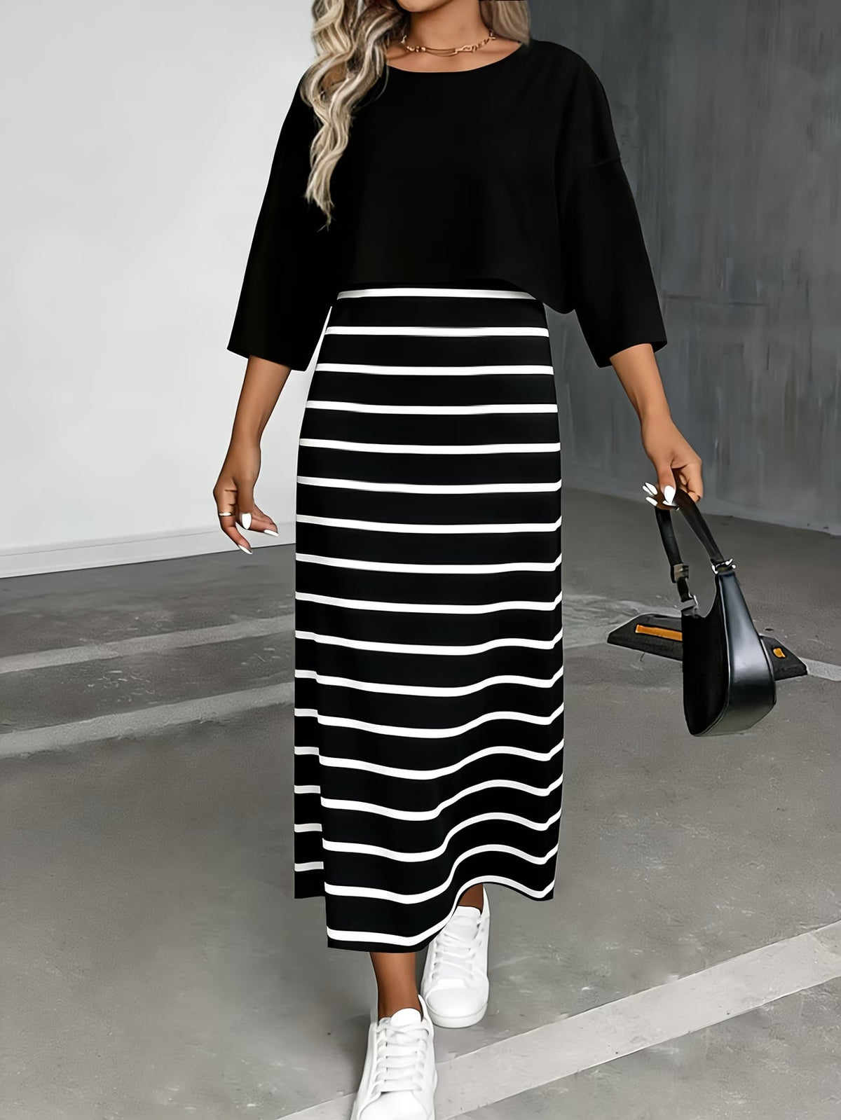 Chic Layered Stripe Dress Set