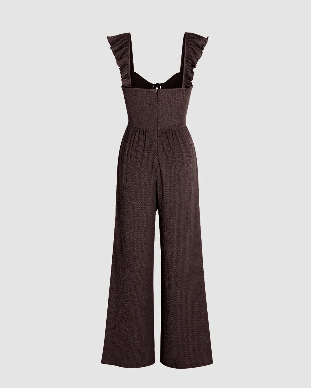 Solid Cropped Sleeveless Dark Brown Jumpsuit