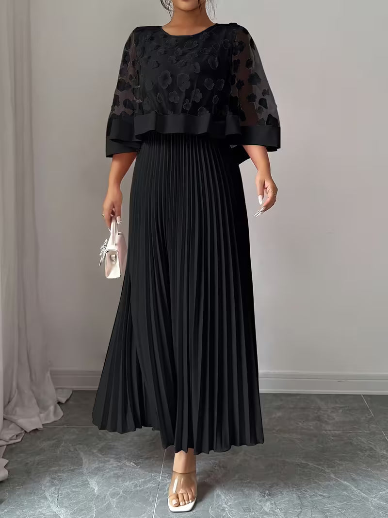 Women’s Elegant 3D Floral Appliqué Dress