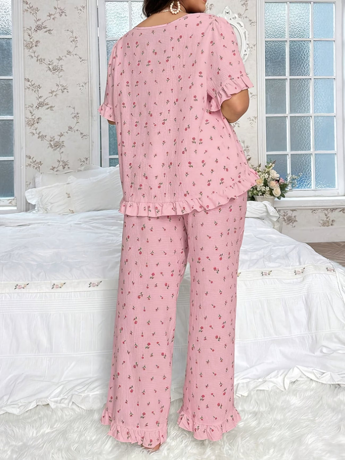 Chic Bow Print Lounge Co-Ord Set
