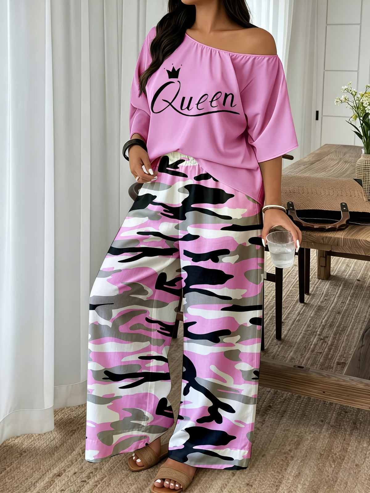 Neon Queen Camo Lounge Co-Ord Set
