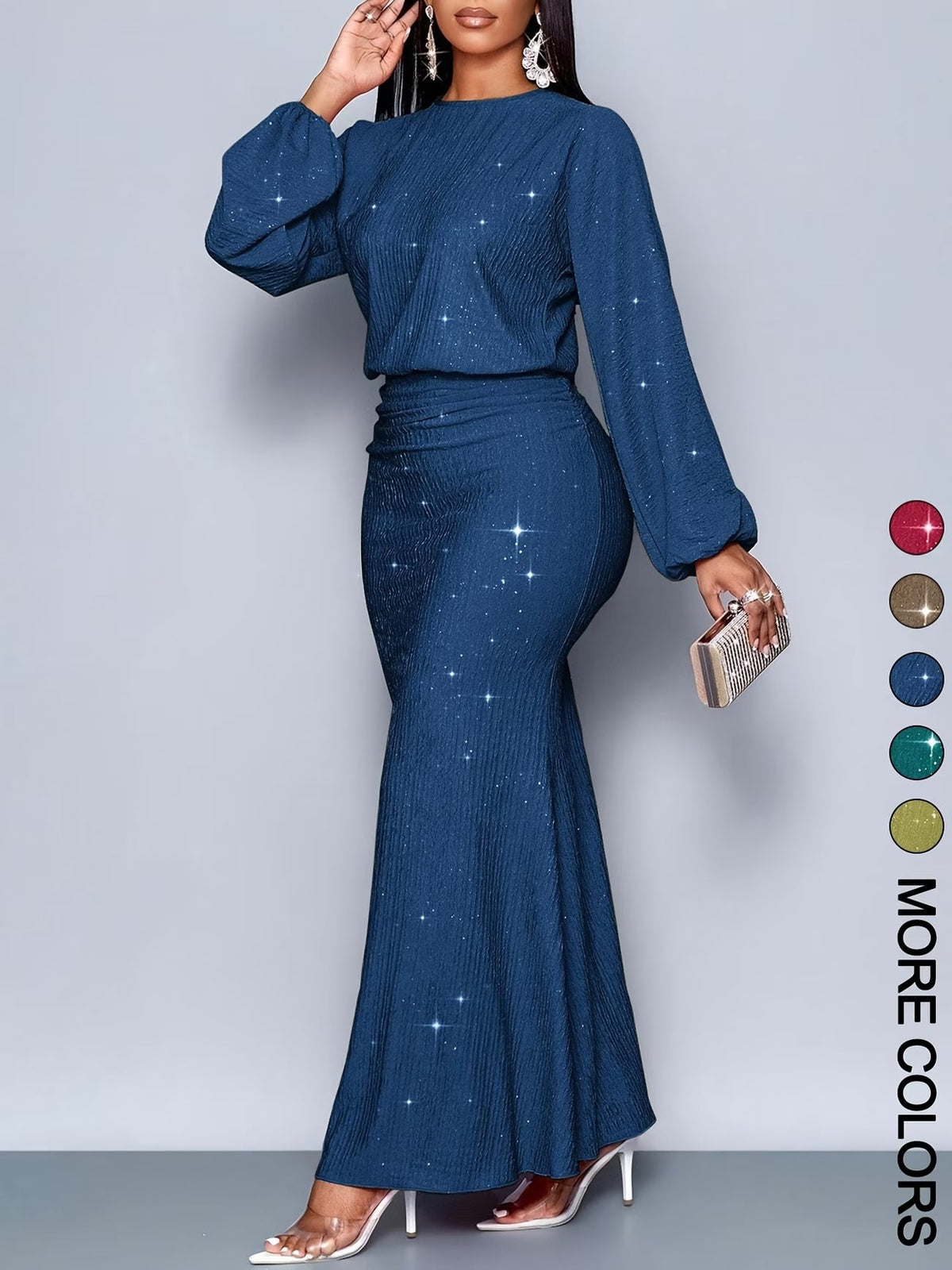 Women's Elegant Mermaid Hem Long Sleeve Bodycon Dress