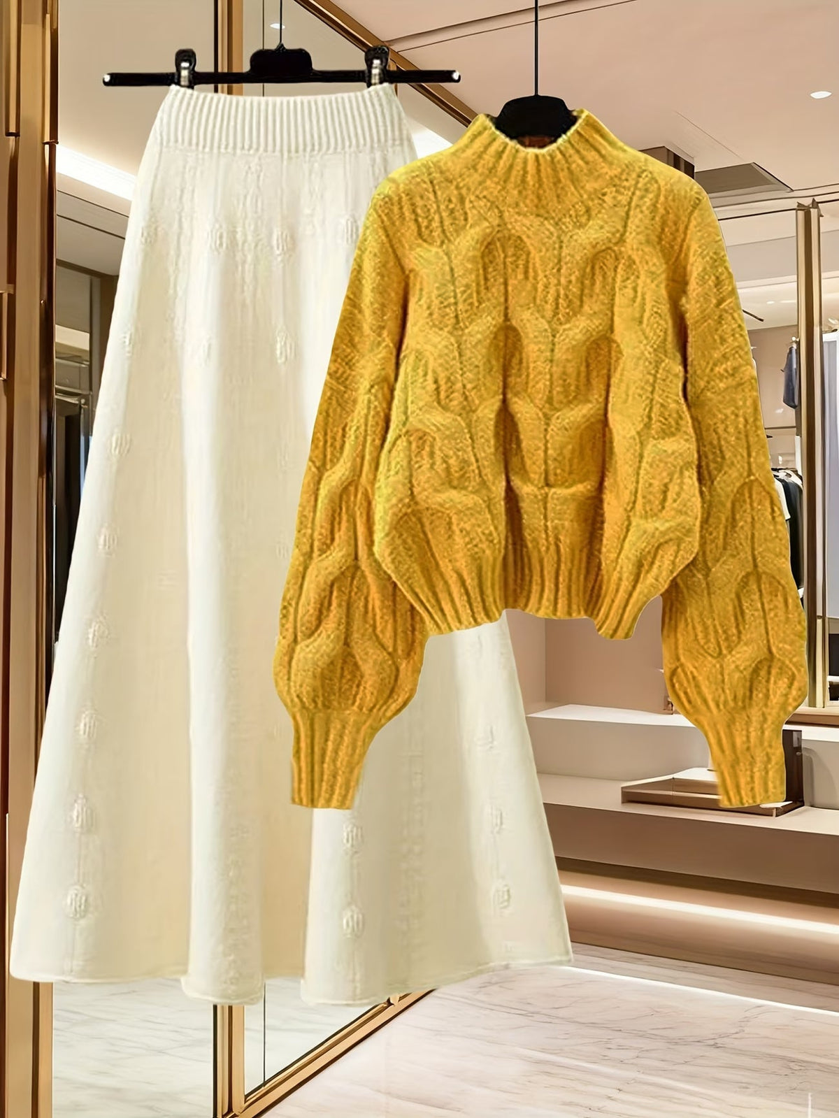 Elegant Sweater & Skirt Two-Piece Set