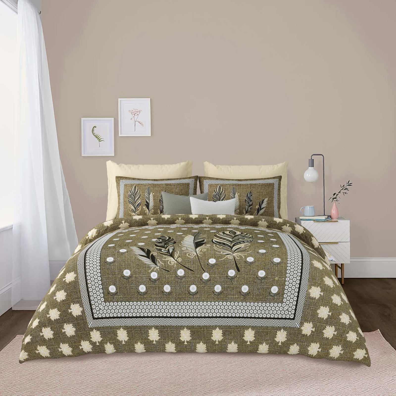 100"x100" Cotton Bed Sheet with Flap Pillowcases (18"x27")