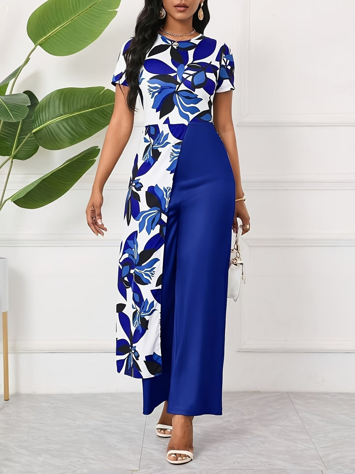Chic Floral Zip-Front Jumpsuit – Stylish Spring & Summer Party Wear for Women