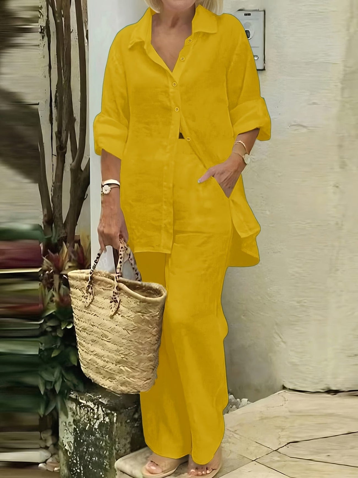 Women’s Stylish Casual Two-Piece Suit for Spring & Autumn – Comfortable Top & Matching Pants Set