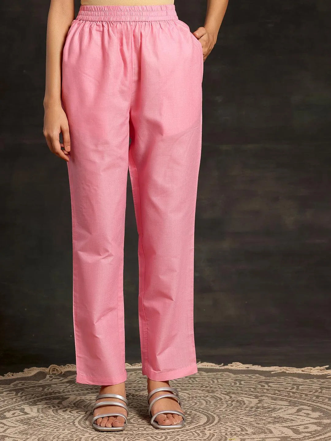 Anouk Pink Embroidered Cotton Pakistani Suit