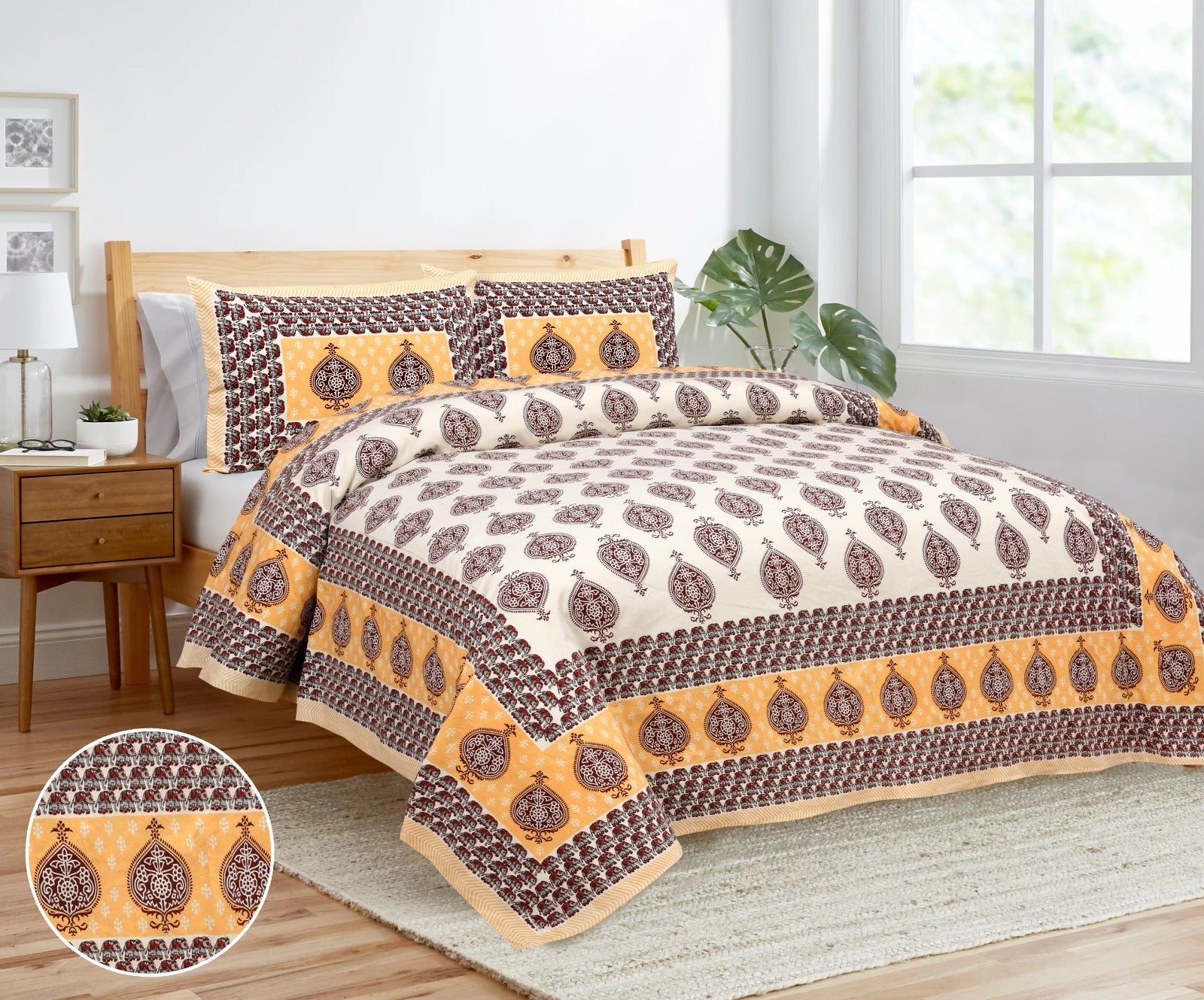 King Size Bedsheet Set in Cotton-Viscose Blend