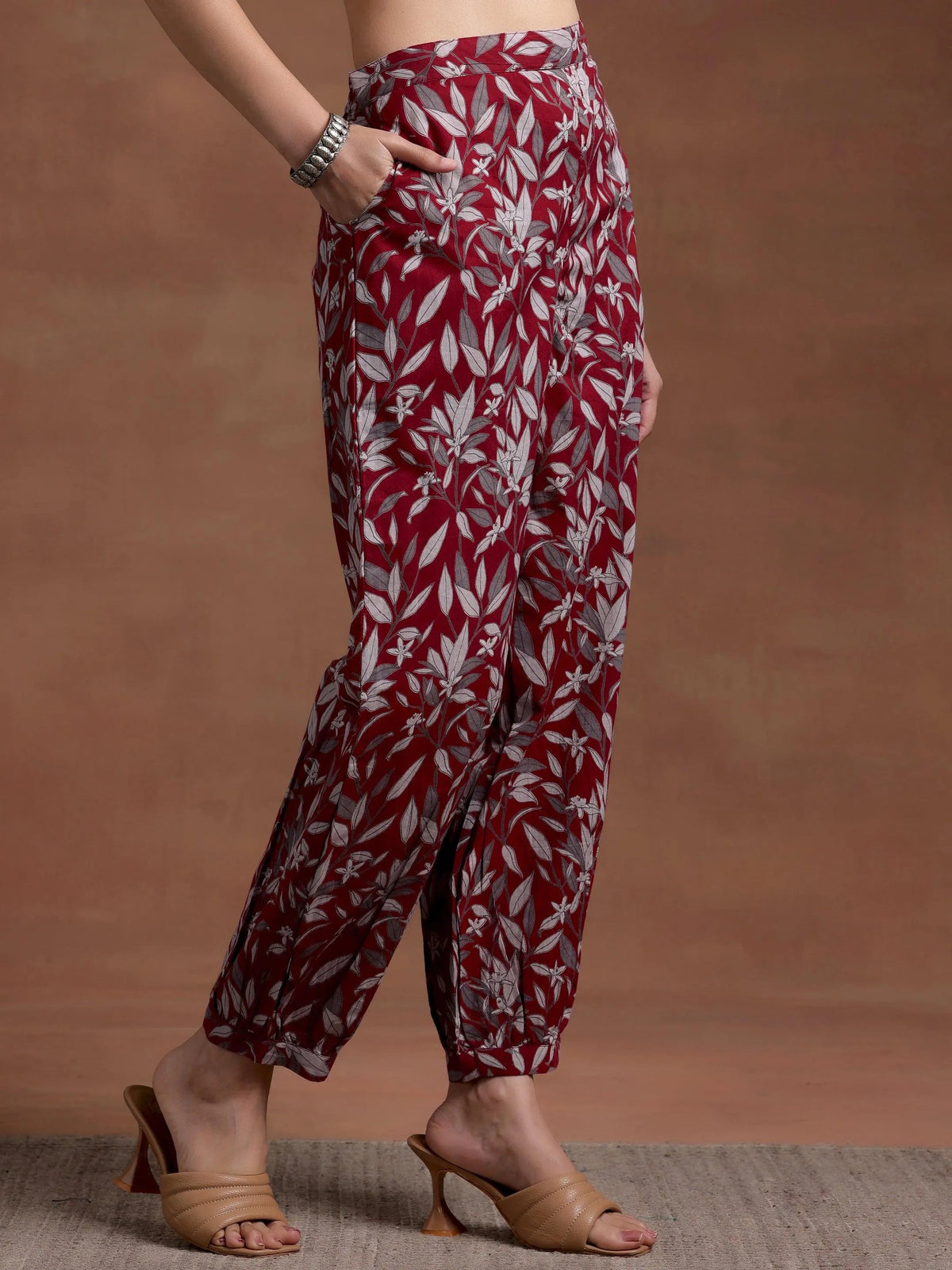 Anouk Rust Printed Cotton Pathani Kurta Set