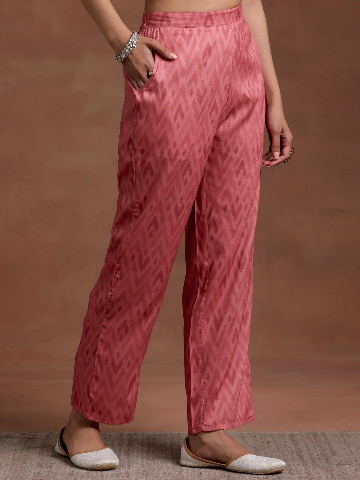 Anouk Peach Embroidered Silk Blend Straight Suit With Dupatta