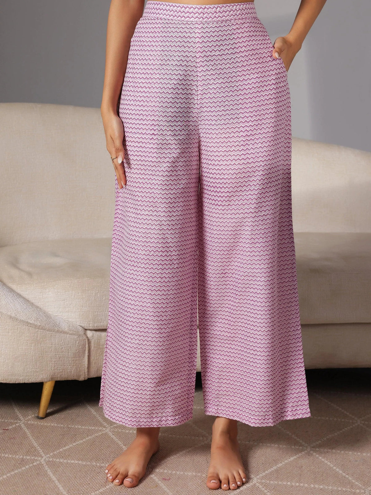 Anouk Purple Printed Cotton Night Suits