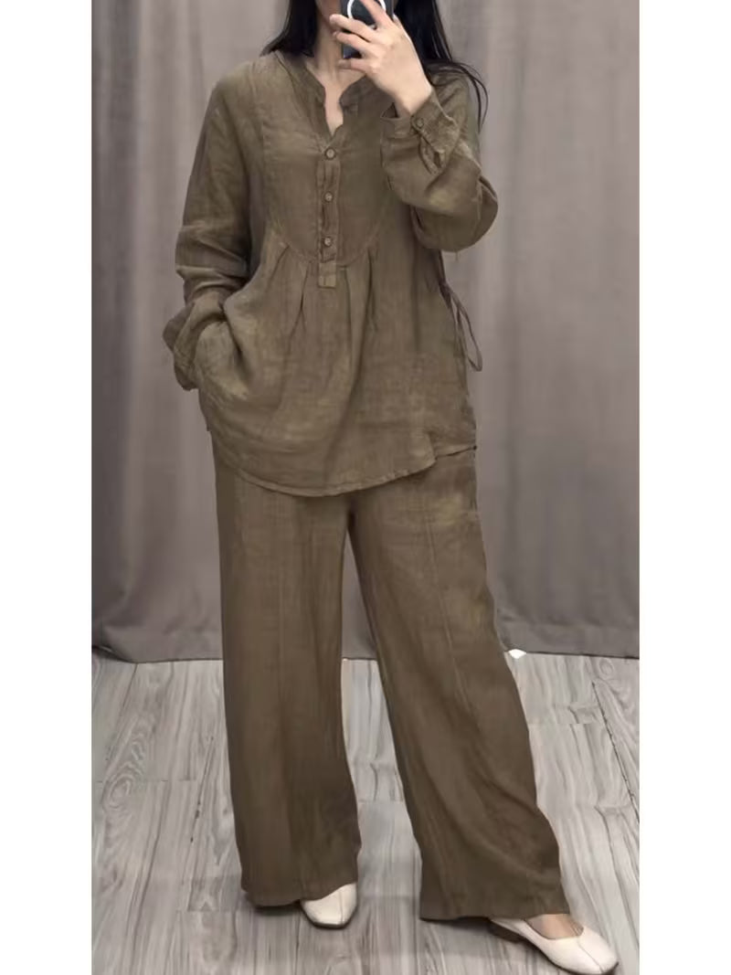 Plus Size Long Sleeve Top & Wide Leg Pants Set
