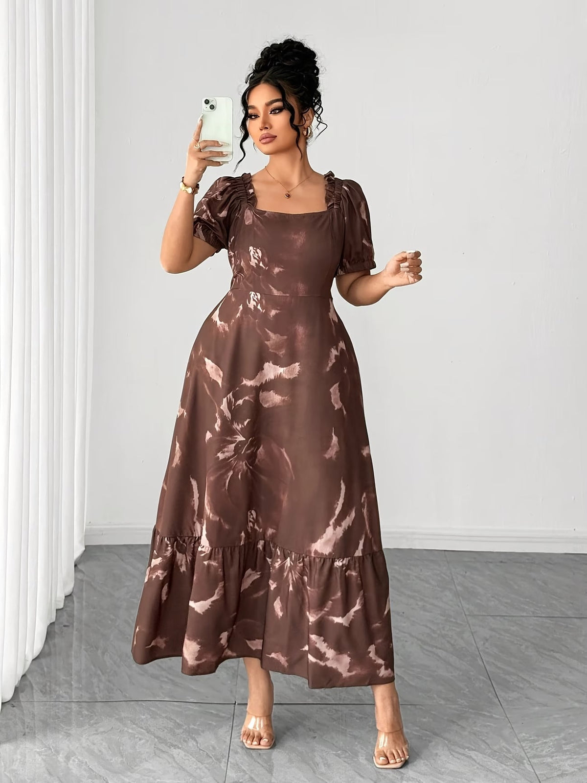 Graceful Summer Printed A-Line Maxi Dress