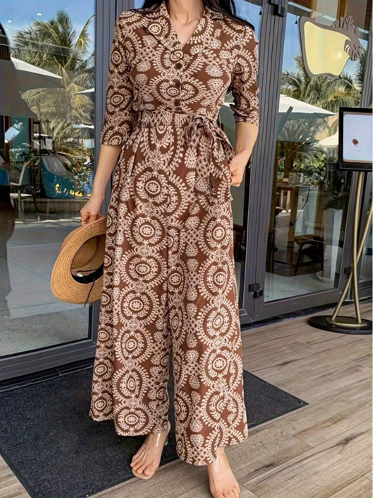 Women’s Floral Vacation Loose Fit Jumpsuit