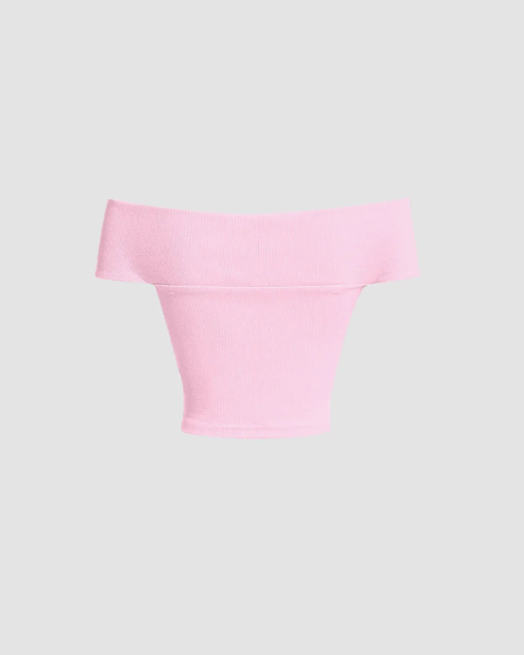 Off-Shoulder Soft Ribbed Knit Crop Top In Baby Pink
