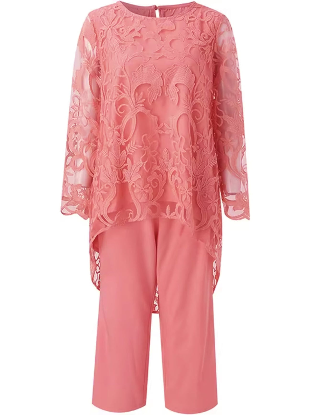 Elegant Lace Chiffon Pantsuit