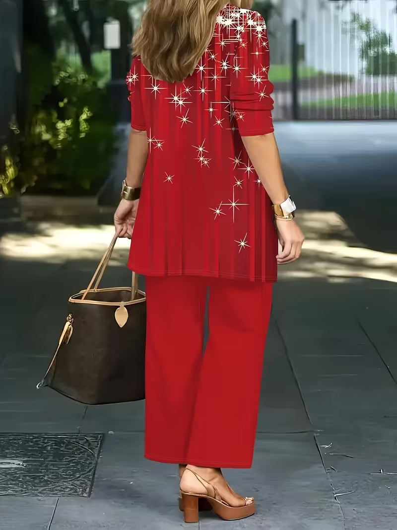 Plus Size 3pcs Christmas Cardigan & Pants Set
