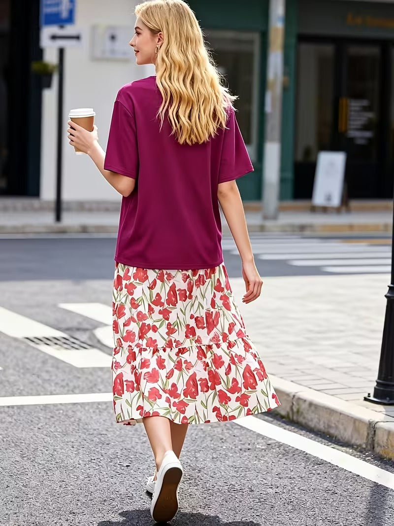 Vintage Bloom Vacation Skirt Set