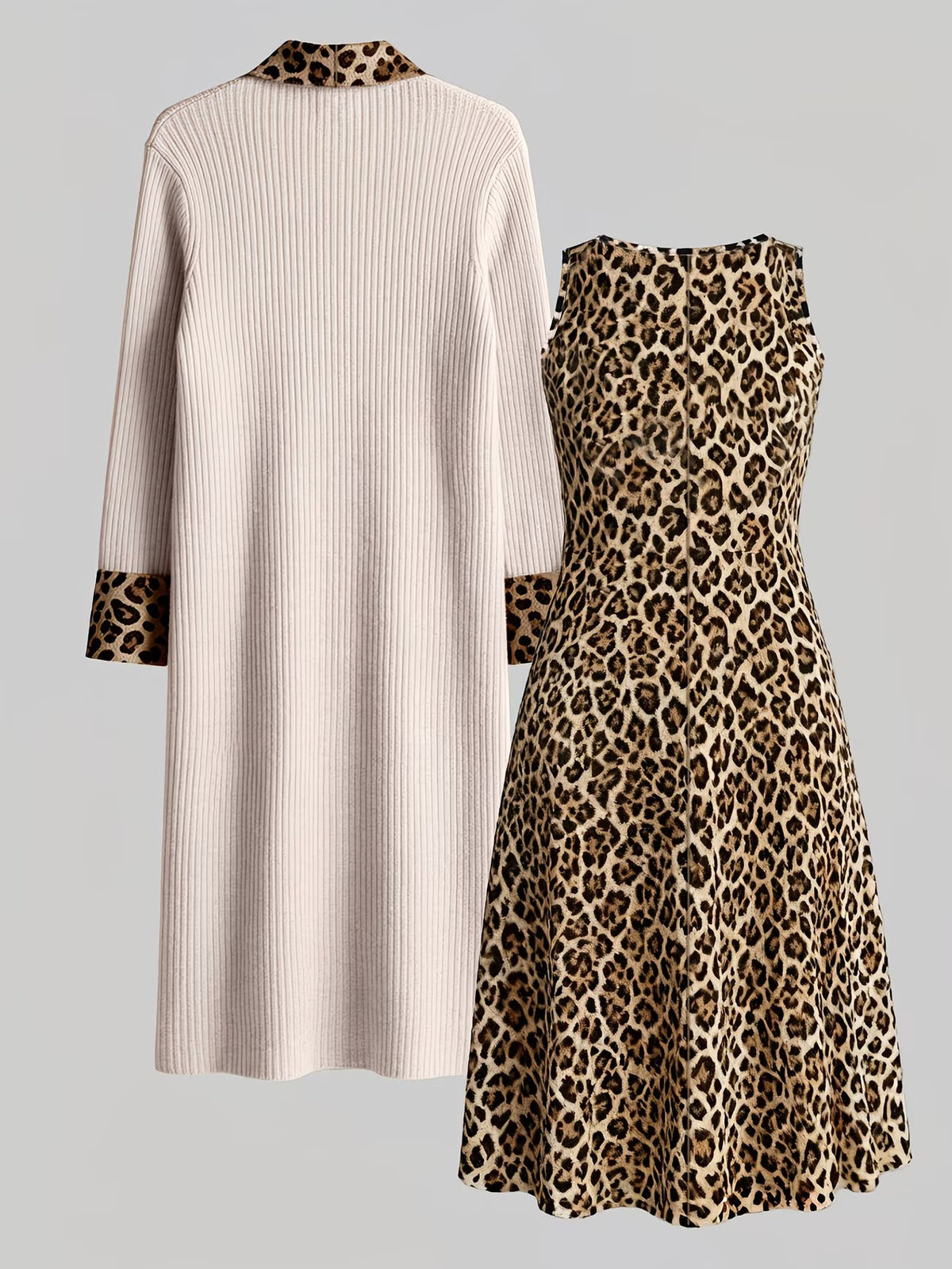 Women's Botanical Print Dress & Tie-Front Cardigan Two-Piece Set