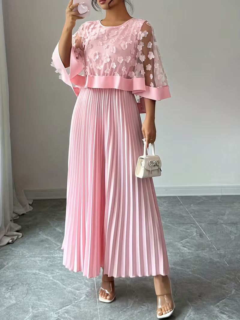 Women’s Elegant 3D Floral Appliqué Dress
