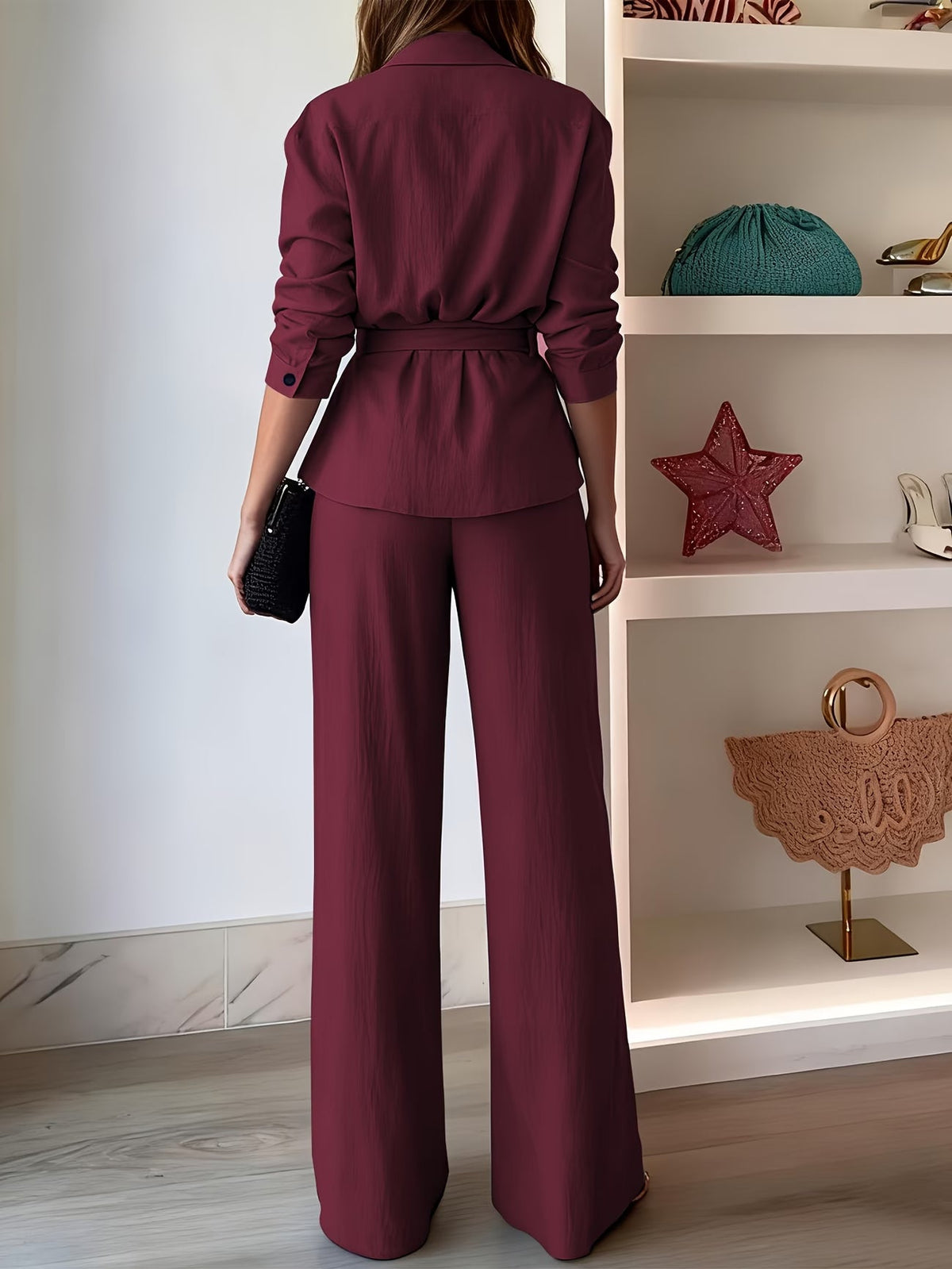Chic Drawstring Wide-Leg Co-Ord Set