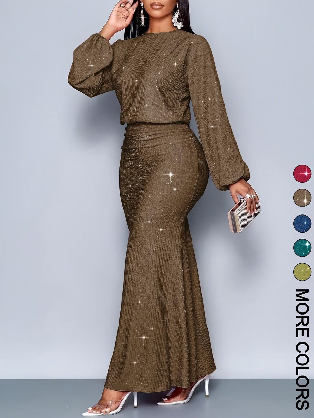 Women's Elegant Mermaid Hem Long Sleeve Bodycon Dress