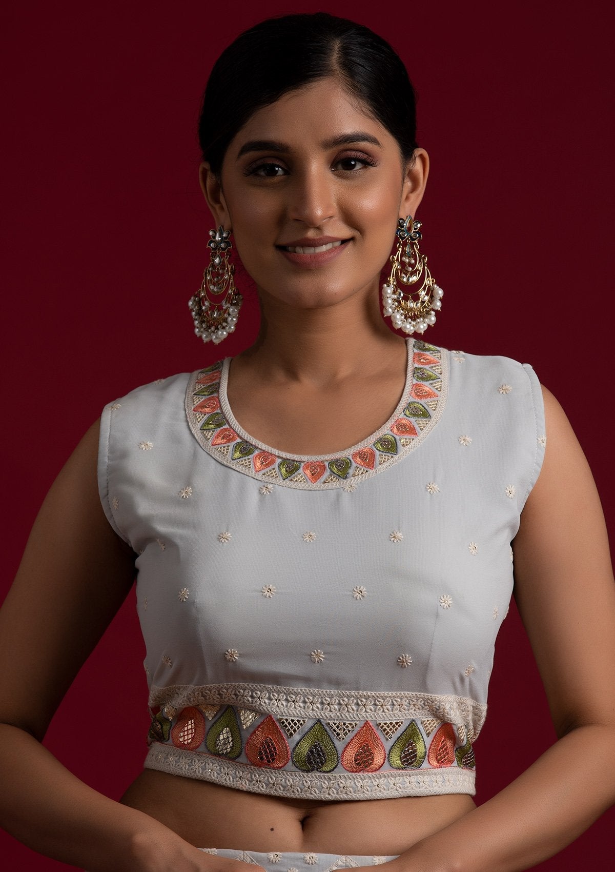 Beautiful Grey Georgette Designer Lehenga Choli