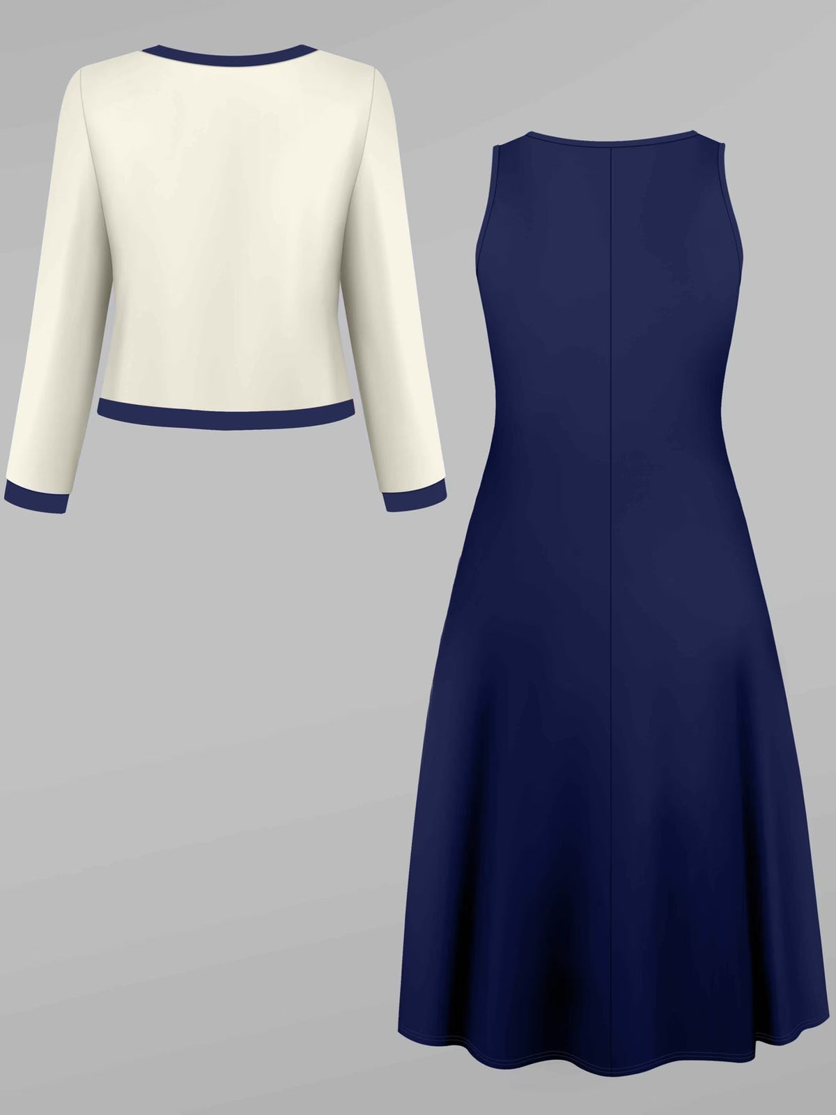 Women's Printed Contrast Panel Cardigan & Midi Skirt Two-Piece Set