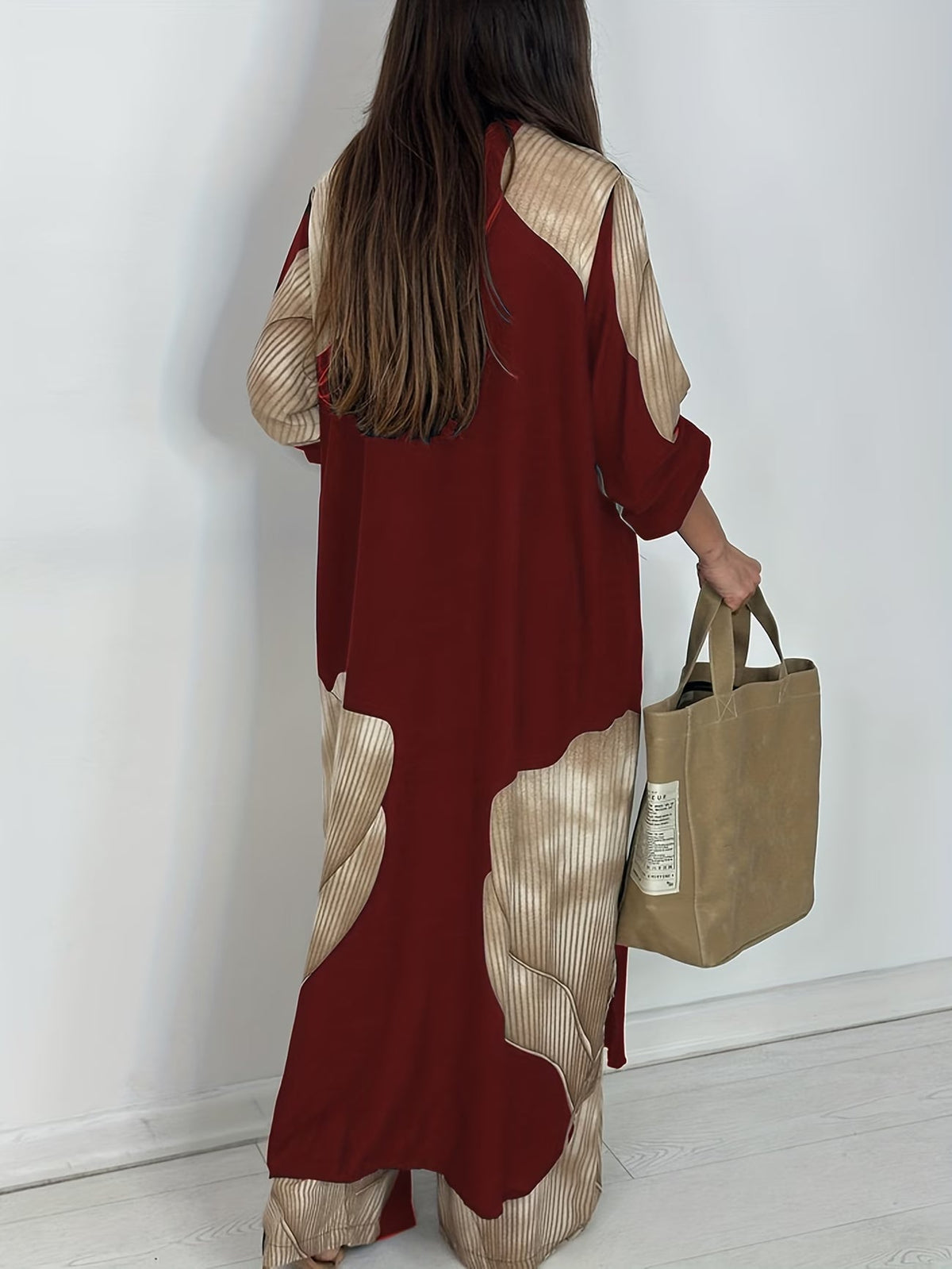 Women's Printed Long Shirt & Relaxed Pants Two-Piece Set