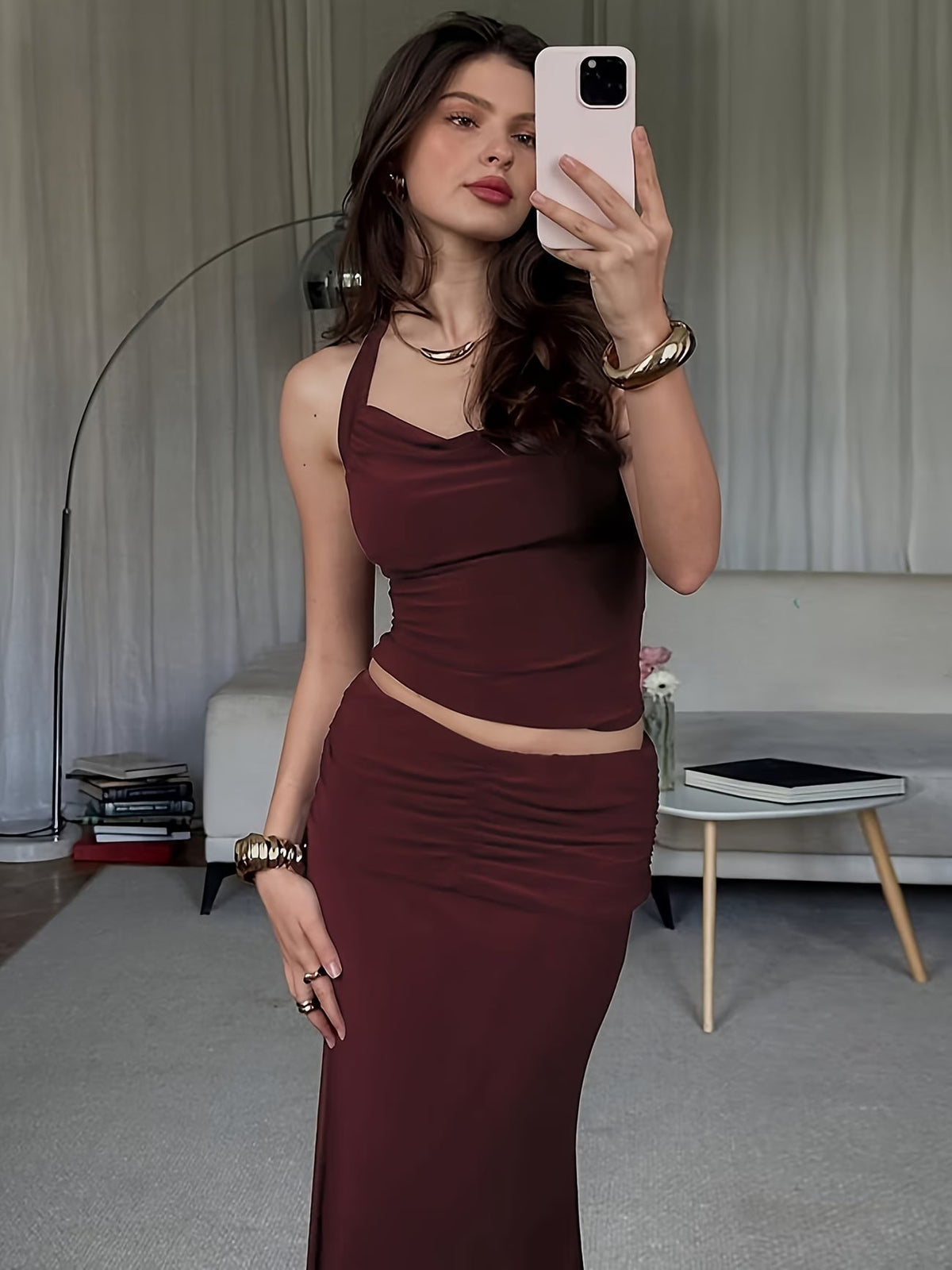 🤍 Elegant Strapless Pleated Co-Ord Set