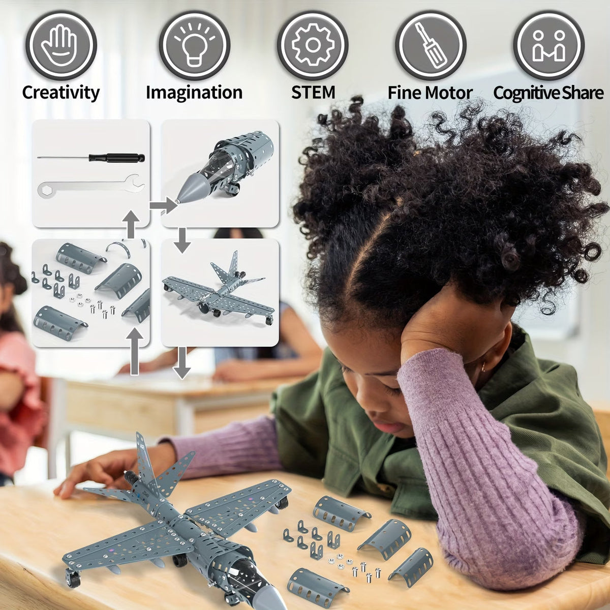 DAYS DIY Metal Jet Airplane Model Toy