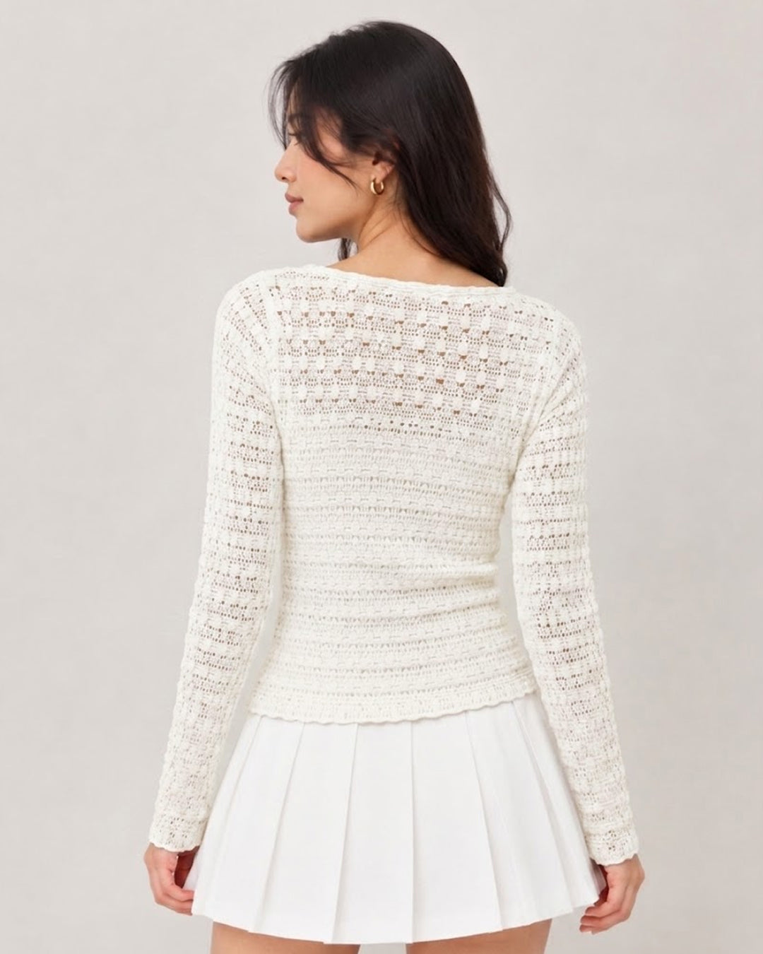Relaxed Boat Neck Long Sleeve Top in Sand Beige
