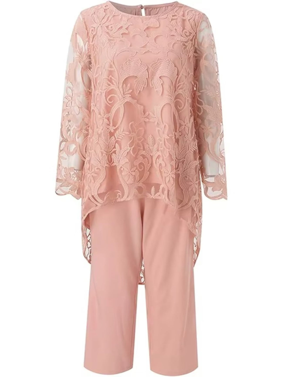 Elegant Lace Chiffon Pantsuit