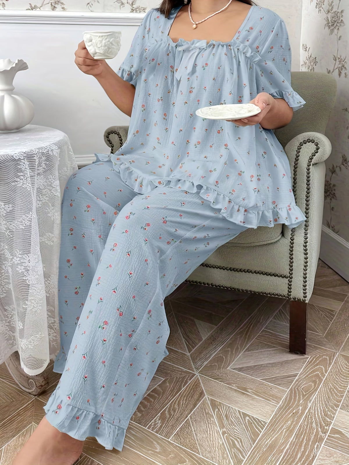 Chic Bow Print Lounge Co-Ord Set