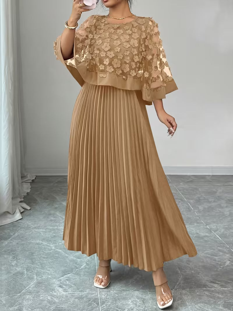 Women’s Elegant 3D Floral Appliqué Dress