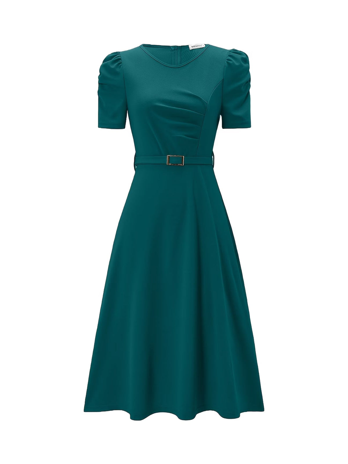 Women's Elegant V-Neck Ruffle Midi Dress with Waist Belt