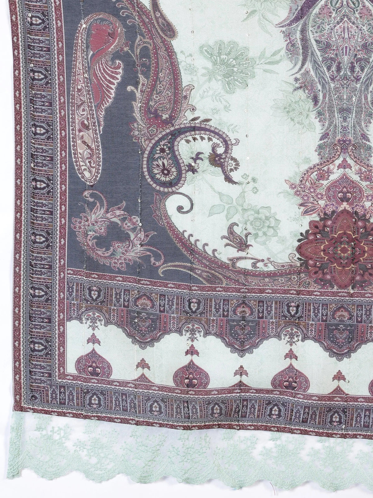 Anouk Green Printed Silk Blend Pakistani Suit