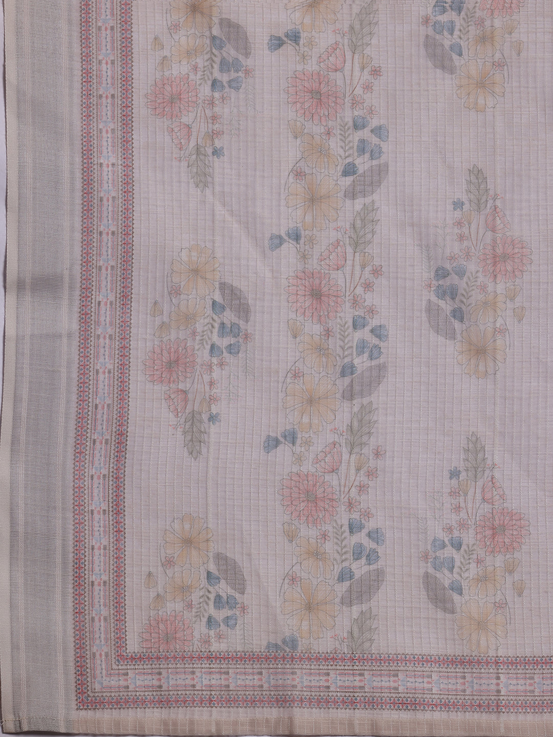 Anouk Beige Printed Chanderi Silk Straight Suit With Dupatta