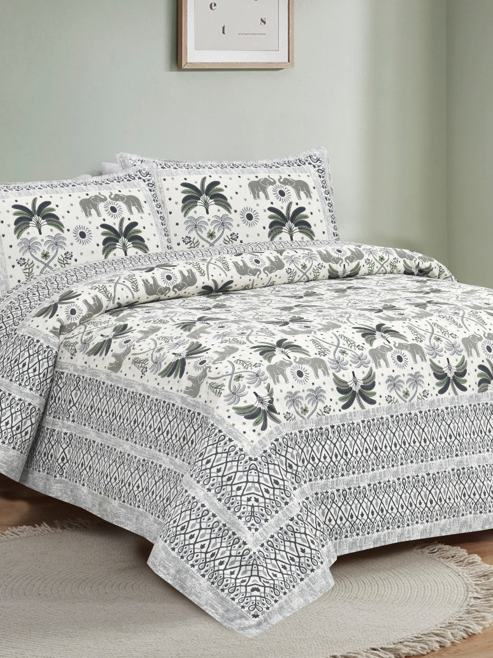 Jumbo-Size Bedsheet with Pillow Covers – Cotton Viscose Blend, 108 x 108 Inches, Stitched Sides