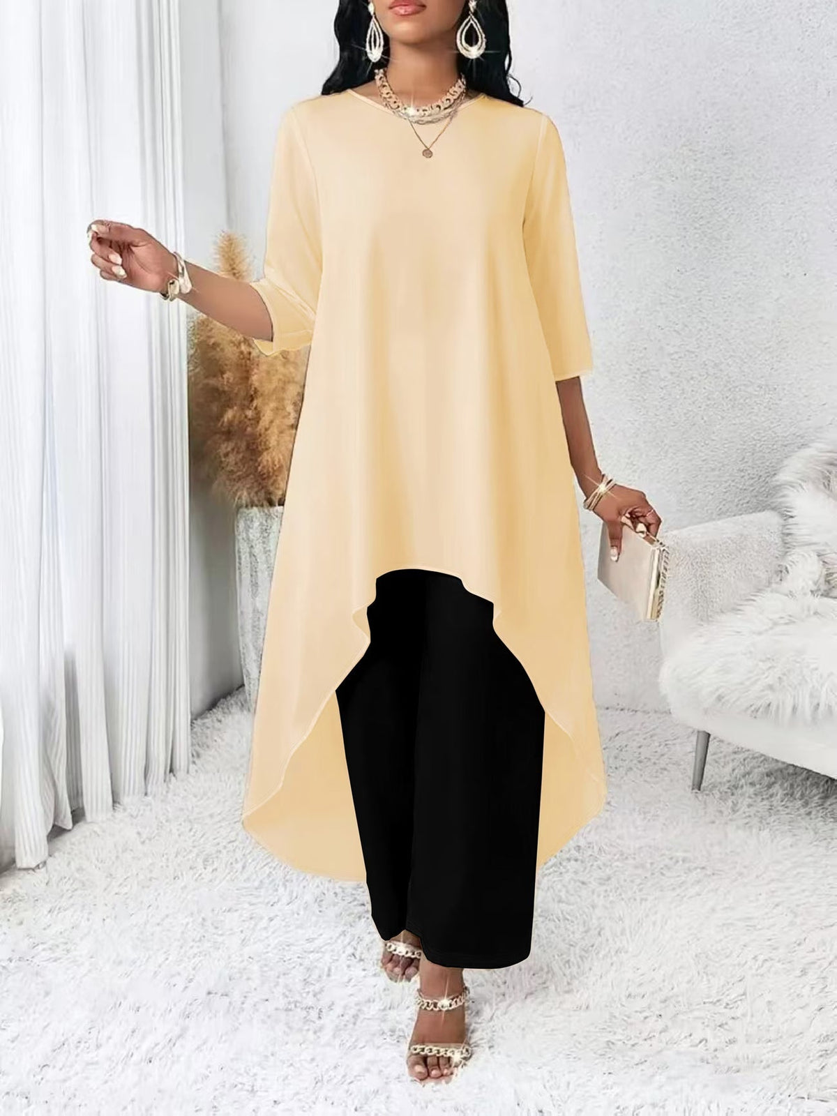 Multi-Color Irregular Hem Dress-Top for Women