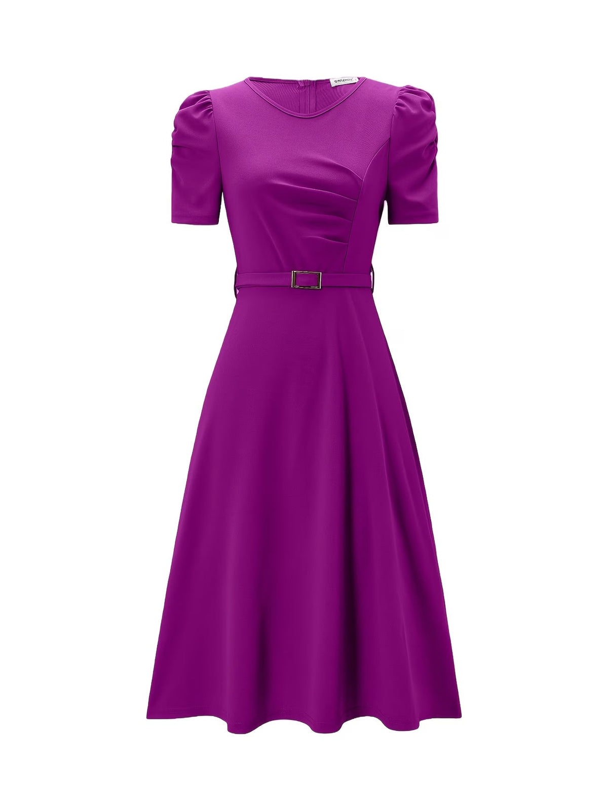 Women's Elegant V-Neck Ruffle Midi Dress with Waist Belt