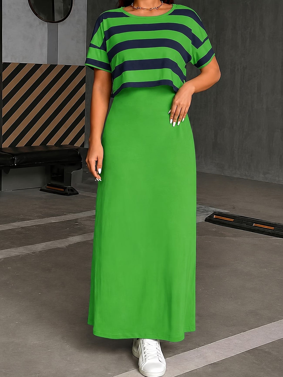 Chic Layered Stripe Dress Set